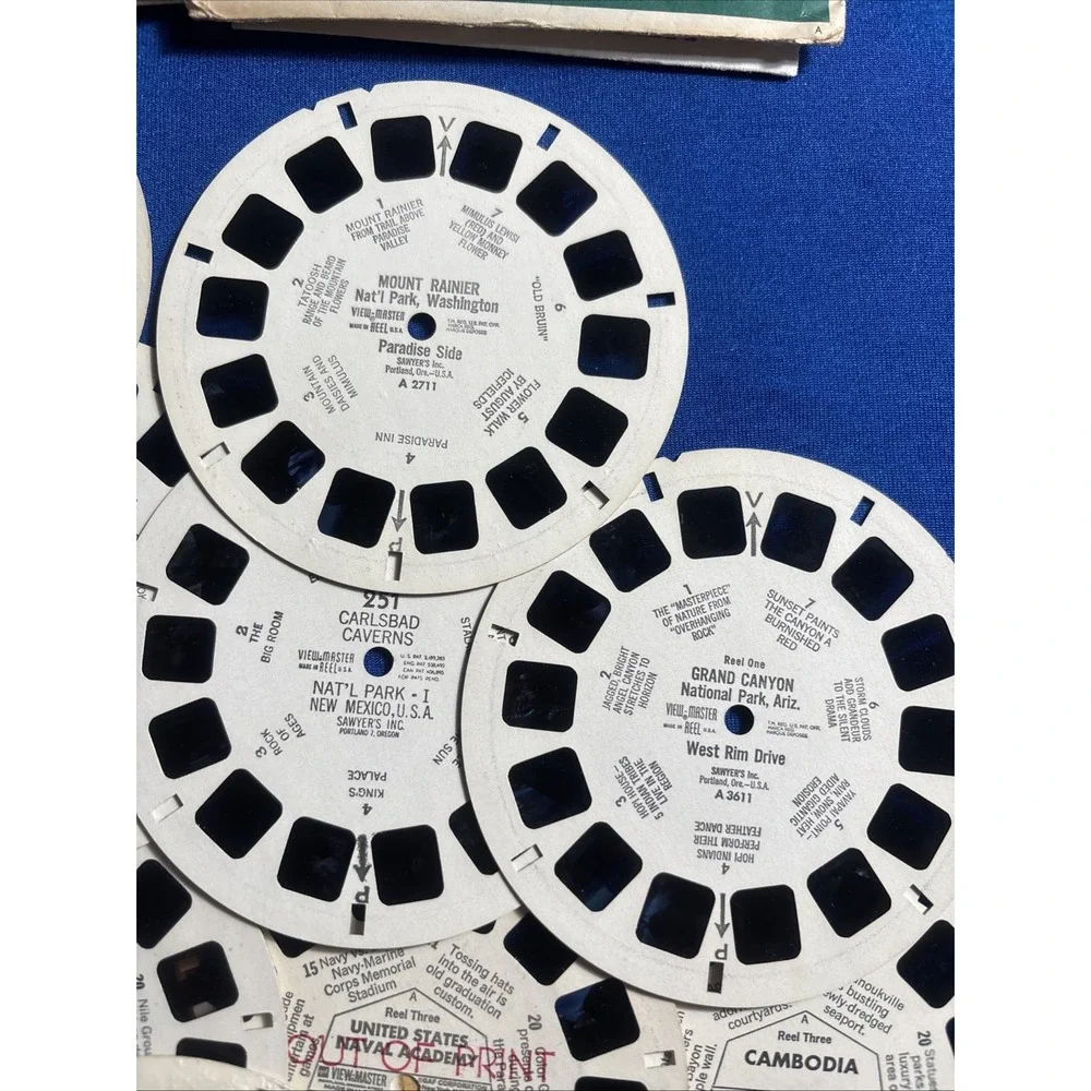 VIEW MASTER REELS A 361,GRAND CANYON Mesa Verde, Yellow Stone,Cambodia&more 19